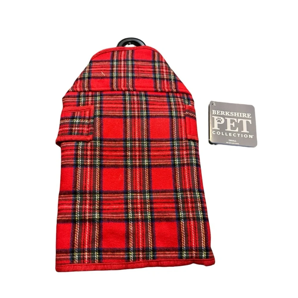 Berkshire Pet Collection Red Plaid Dog Coat with Faux Shearling inside NWT SZ SM